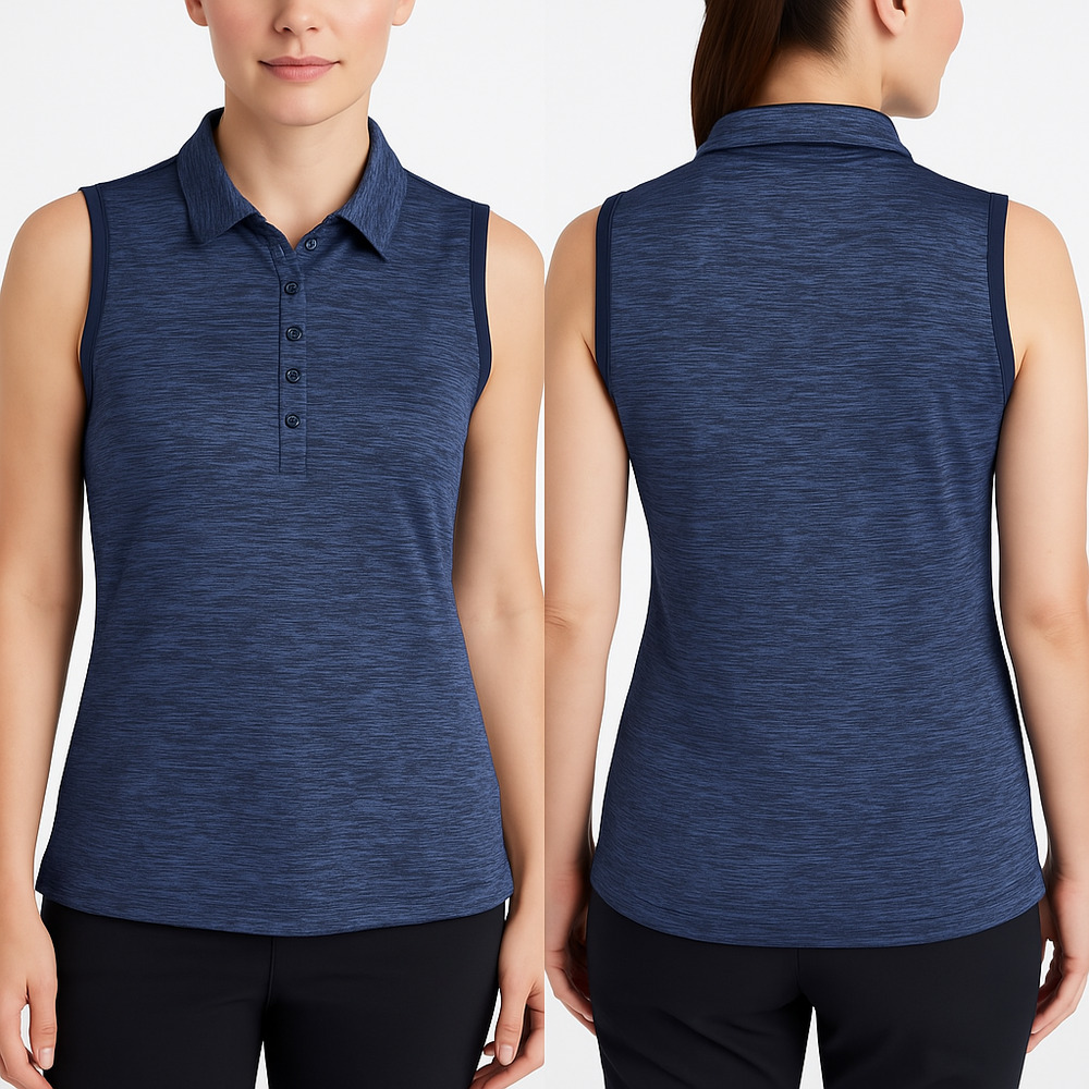 IZOD Blue Sleeveless Button Placket Collared Polo‎ Shirt Womens Medium